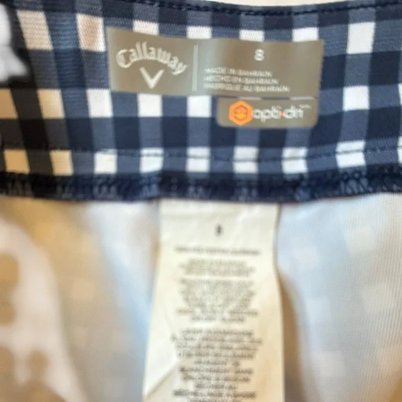 Callaway | Opti-Dr Golf Mid Rise Gingham Checkered Pattern Shorts Pockets Size 8 - Picture 5 of 8